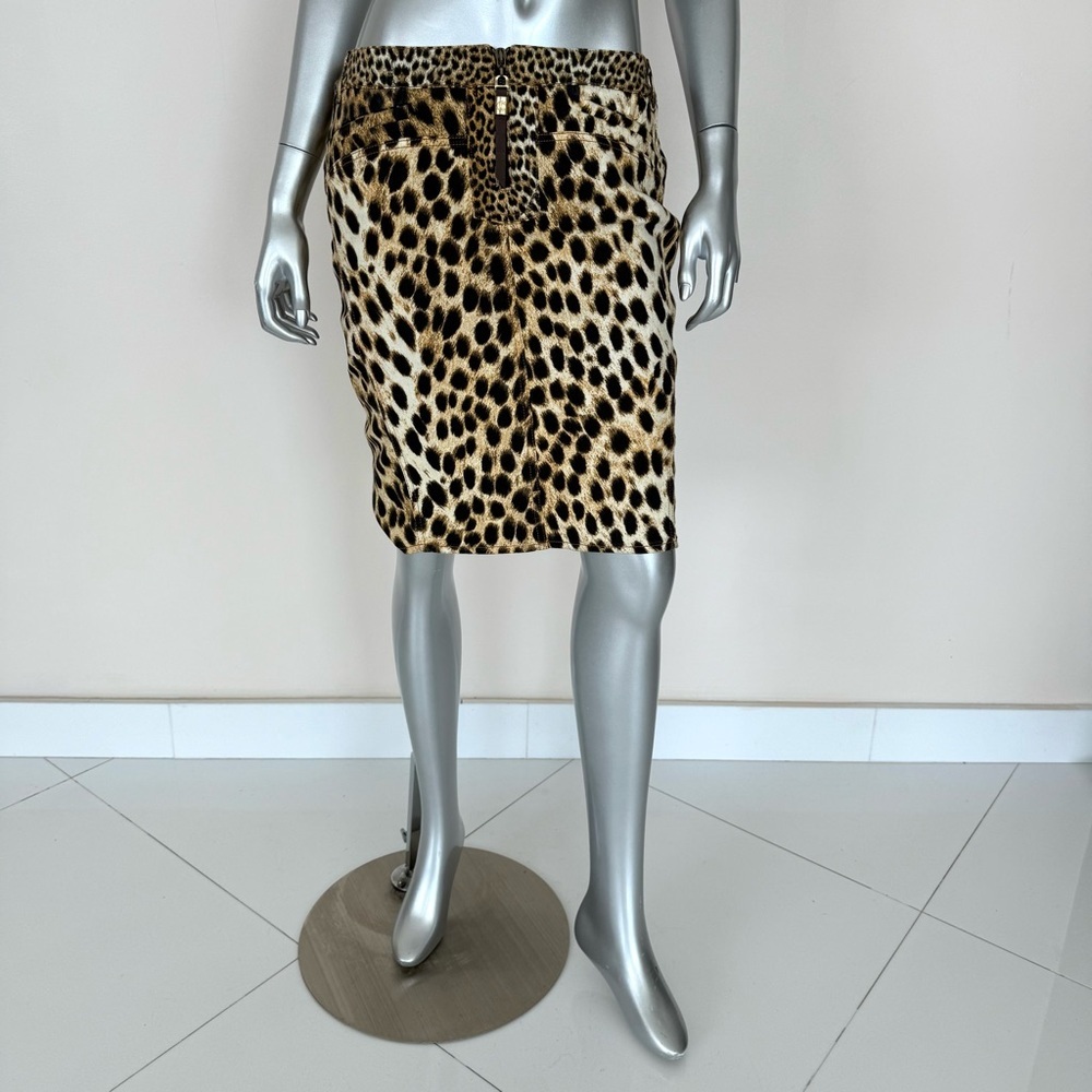 Just Cavalli leopard print jeans skirt size 42IT or 6US Authentic